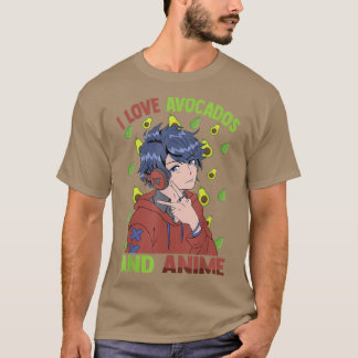Cute KawaiiI Love Avocados And AnimeOtaku Guy T-Shirt