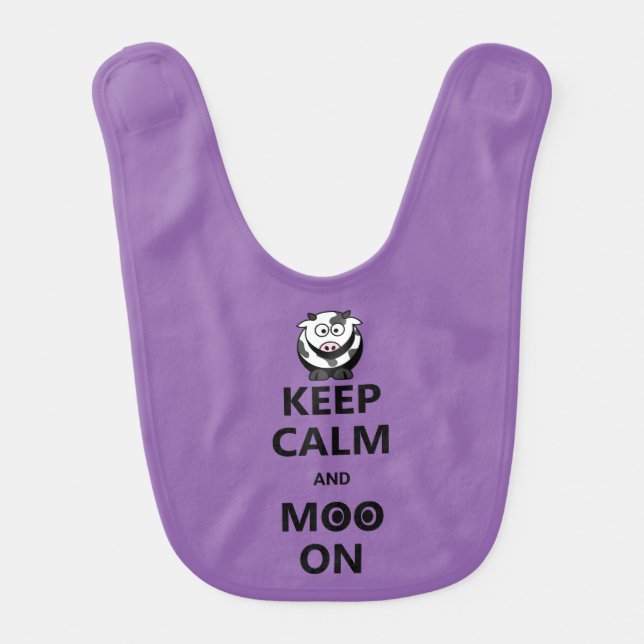 Cute 'Keep Calm Moo On' Baby Bib (Front)