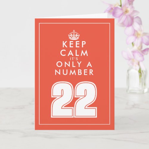 Cute keep calm quote custom 22nd Birthday card