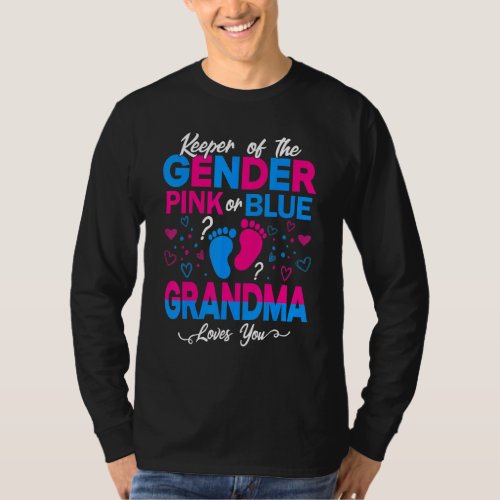 Cute Keeper Of The Gender Grandma Loves You Pink O T_Shirt