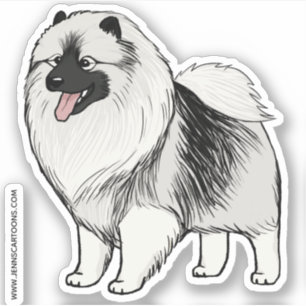 Cute Keeshond Cartoon Dog Drawing Keesie Vinyl Sticker
