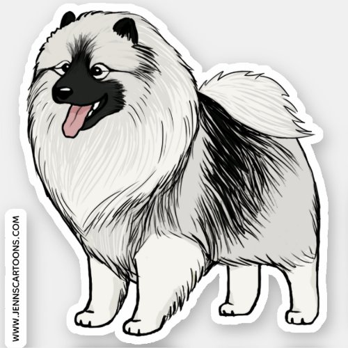 Cute Keeshond Cartoon Dog Drawing Keesie Vinyl Sticker