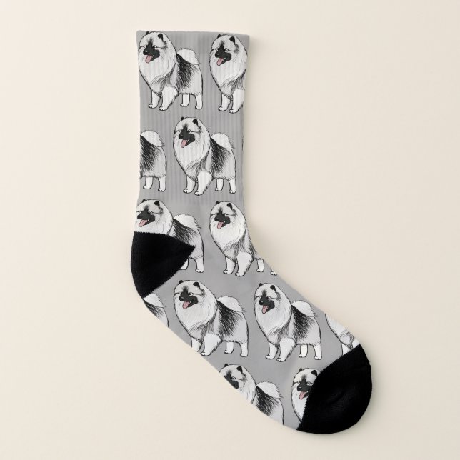 Cute Keeshond Cartoon Dog Pattern Keesies Socks (Left Inside)
