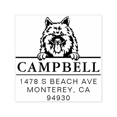 Cute Keeshond Custom Dog Address Stamp 