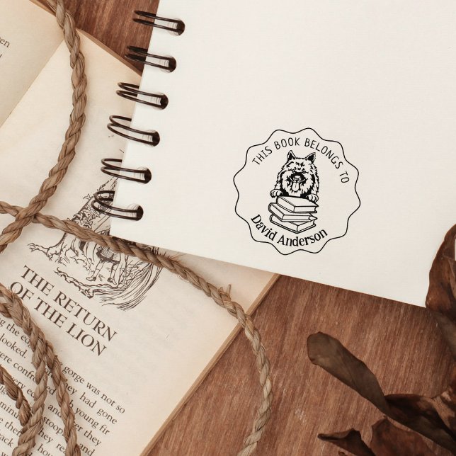  Cute Keeshond Dog Book Rubber Stamp (Creator Uploaded)