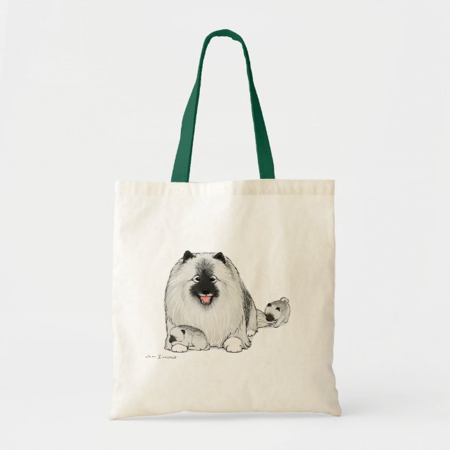 Cute Keeshond Dog with Puppies Tote Bag (Front)