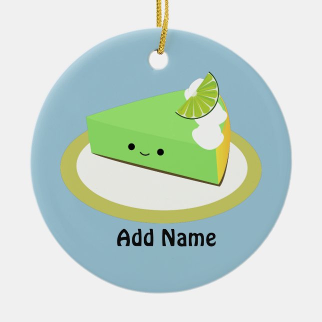 Cute Key Lime Pie Ceramic Ornament (Front)