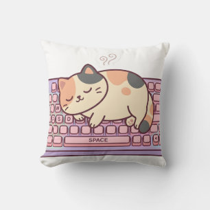 Cute Keyboard Gamer Cat Pillow