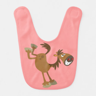 Cute Kicking Cartoon Horse Baby Bib