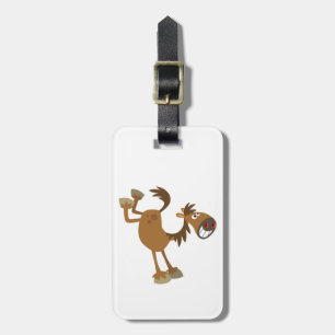 Cute Kicking Cartoon Horse Luggage Tag