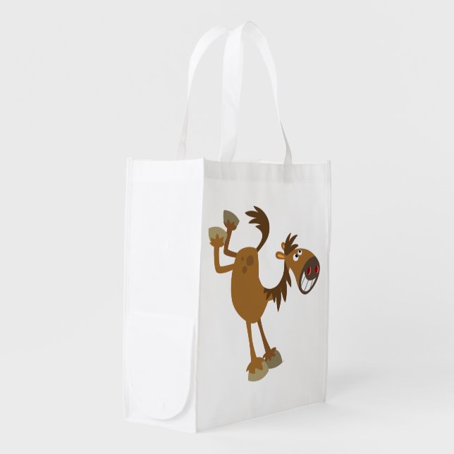 Cute Kicking Cartoon Horse Reusable Bag (Front Side)