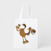 Cute Kicking Cartoon Horse Reusable Bag (Back)