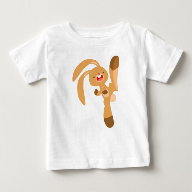Cute Kickjumping Cartoon Rabbit Baby T-Shirt (Front)