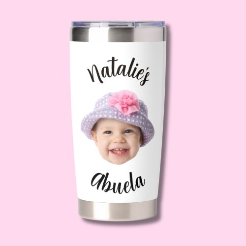 Cute Kid Baby Face Photo Child Name Abuela Insulated Tumbler