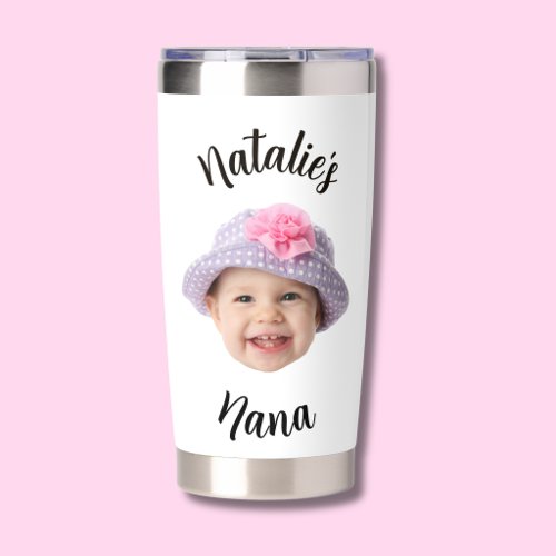 Cute Kid Baby Face Photo Child Name Nana Insulated Tumbler