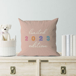 Cute Kid Birth Year Limited Edition Rainbow Pastel Throw Pillow