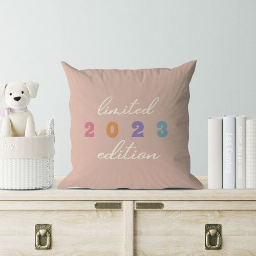 Cute Kid Birth Year Limited Edition Rainbow Pastel Throw Pillow