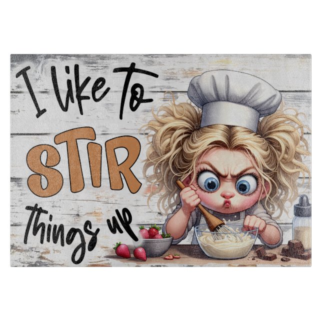 Cute Kid Chef Baking Art Cutting Board (Front)