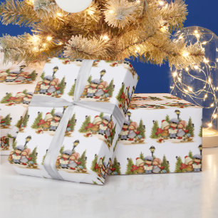 Cute Kid Christmas Carolers With Pets Wrapping Paper