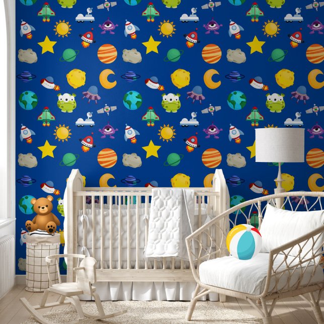 Cute Kid Colors Watercolor Planets Pattern Wallpaper (Creator Uploaded)