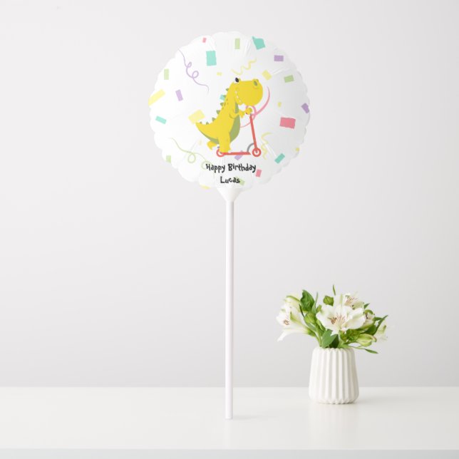 Cute kid dinosaur scooter truck Birthday Party Balloon (In SItu)