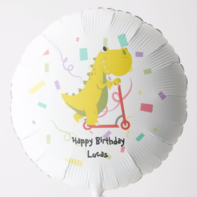 Cute kid dinosaur scooter truck Birthday Party Balloon (Front)