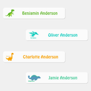Cute Kid Dinosaurs Iron On Labels