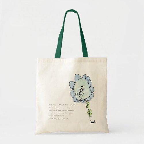 Cute Kid Drawn Blue Flower Best Mothers Day Tote Bag