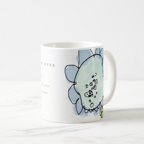 Cute Kid Drawn Blue Flower Botanical Mothers Day Coffee Mug
