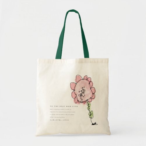 Cute Kid Drawn Pink Flower Best Mothers Day Tote Bag