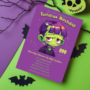 Cute Kid Frankenstein Birthday Invitation