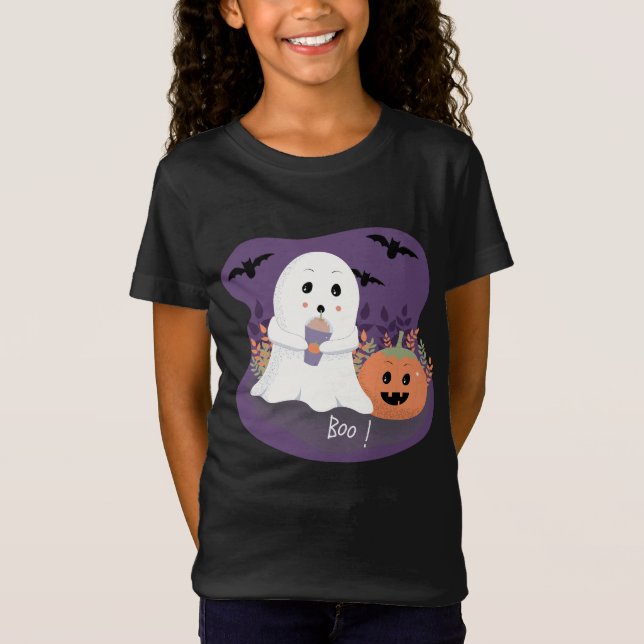 Cute Kid Ghost Halloween T-Shirt (Front)