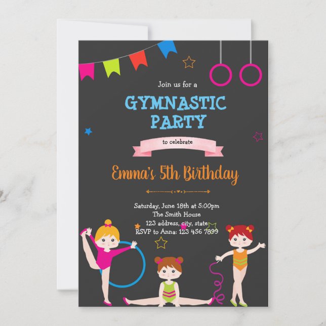 Cute kid gymnastic invitation (Front)