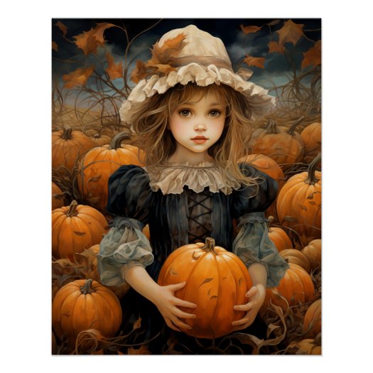  Cute Kid Holding A Pumpkin Fall Autumn