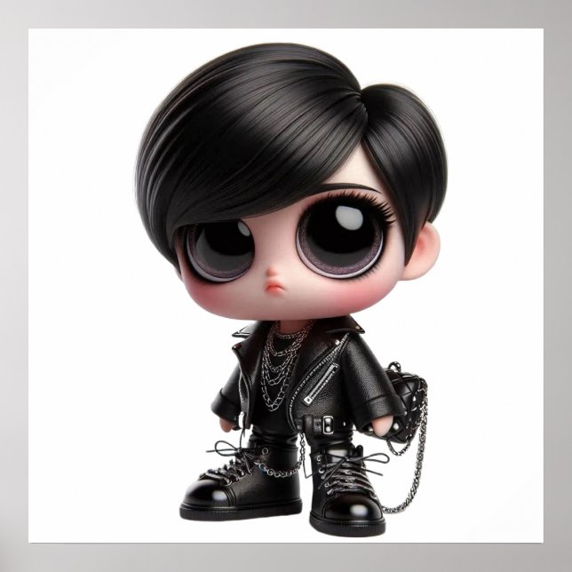 Cute Kid in Black Outfit Wall Art Poster for Moder (Front)