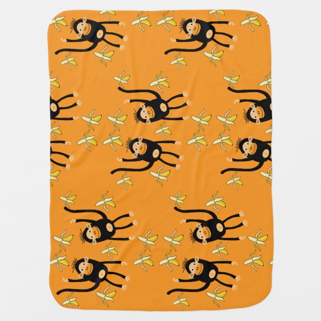 Cute Kid Monkey Baby Blanket (Front)