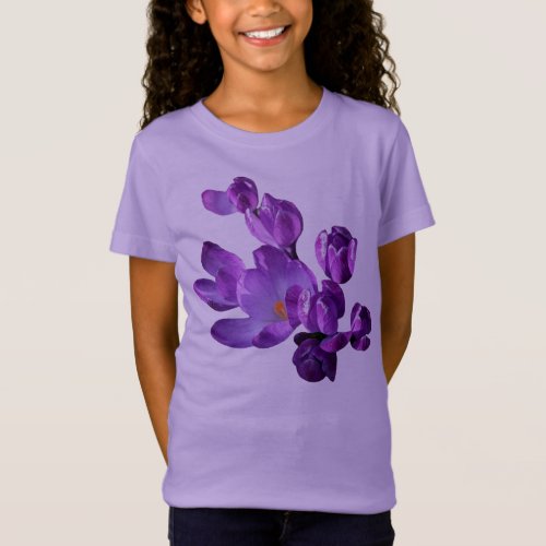 Cute kid purple crocus flowers cute girly trendy  T_Shirt
