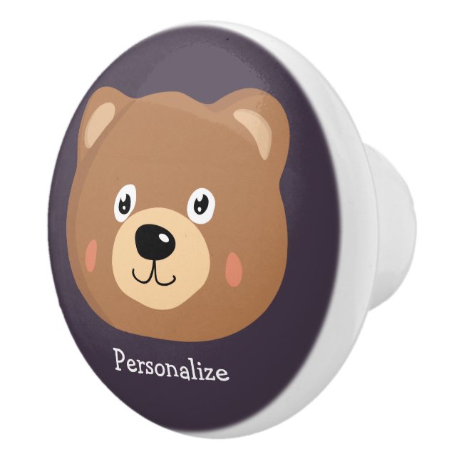 Cute Kid Teddy Bear Cartoon Brown Bear Ceramic Knob (Right)