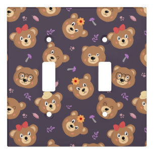 Cute Kid Teddy Bear Cartoon Brown Bear Light Switch Cover
