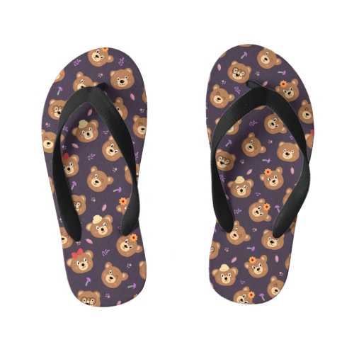 Cute Kid Teddy Bear Decorative Pattern Kids Flip Flops