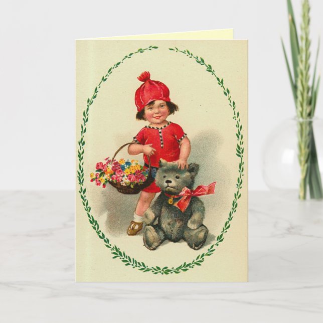 Cute Kid Vintage Christmas Card (Front)