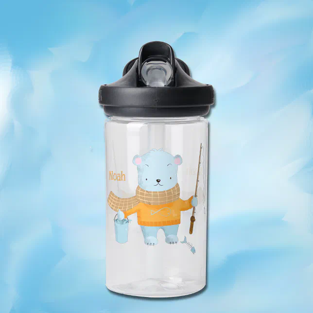Cute Kid Water Bottle with Polar Bear | Zazzle