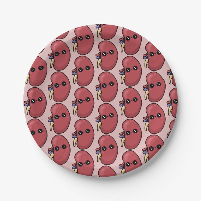 Cute Kidney - Human Biology Paper Plates (Front)
