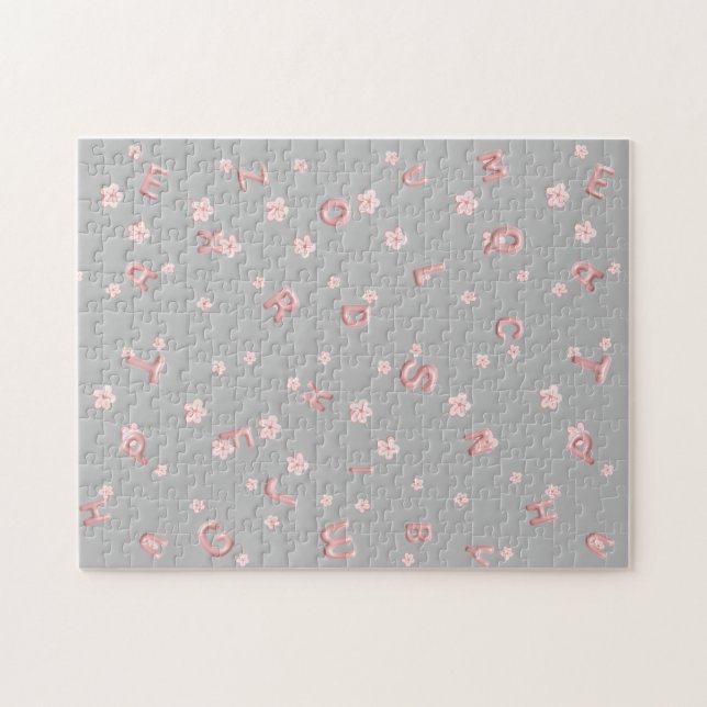Cute kids ABC Alphabet flower Children school Jigsaw Puzzle (Horizontal)
