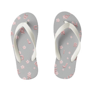 Cute kids ABC Alphabet flower Children school Kid's Flip Flops