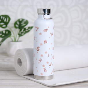 Cute kids ABC Alphabet flower Children school Water Bottle