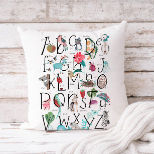 Cute kids ABC Alphabet letters kids nursery Throw Pillow