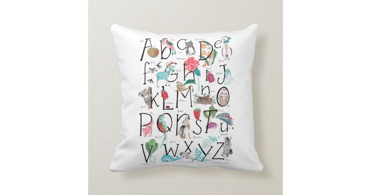 Cute kids ABC Alphabet letters kids nursery Throw Pillow