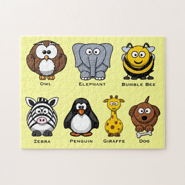 Cute Kids ABC's Cartoon Assorted Animals Jigsaw Puzzle (Horizontal)