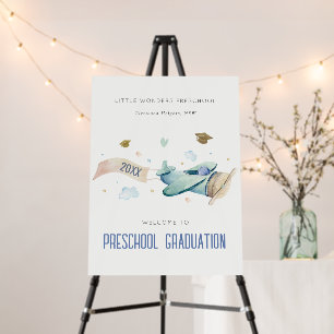 Cute Kids Airplane Preschool Graduation Welcome Foam Board